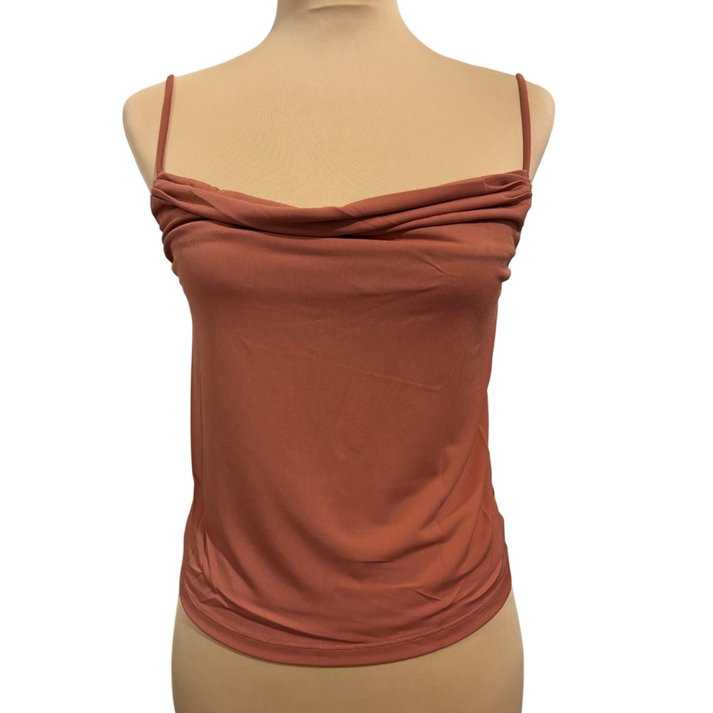 Olivaceous Cowl Neck Camisole WMN Small Rust Terracotta Adjustable Straps Lined